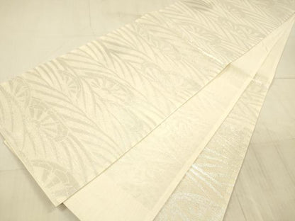 平和屋着物＊夏物　六通柄袋帯　流水片輪車文　銀糸　正絹　逸品　DAAX8924cm