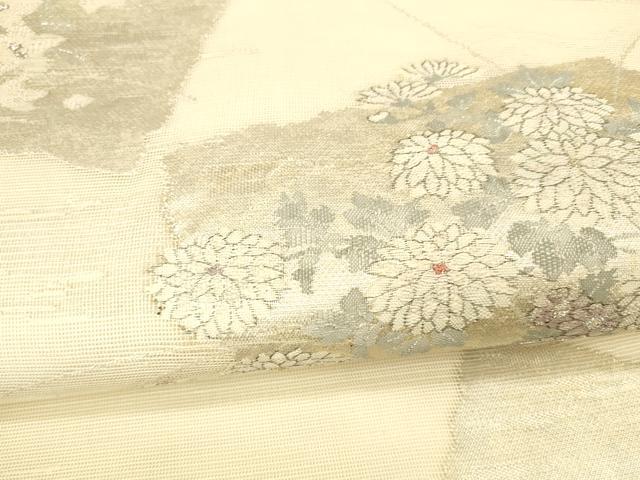 平和屋着物＊夏物 太鼓柄袋帯 草花文 銀糸 正絹 逸品 DAAX8928cm