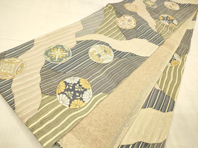 平和屋着物＊夏物 全通柄袋帯 抽象文様 金銀糸 正絹 逸品 DAAX8933cm