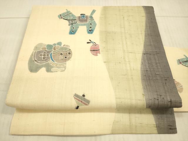 平和屋着物＊夏物 九寸名古屋帯 玩具文 正絹 逸品 DAAX8935cm