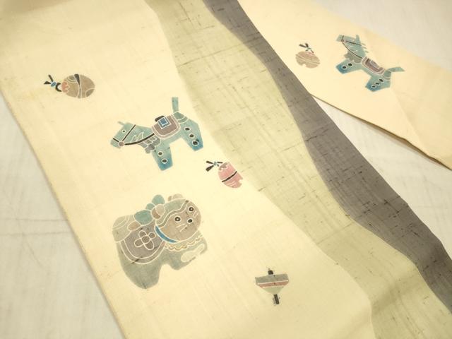 平和屋着物＊夏物 九寸名古屋帯 玩具文 正絹 逸品 DAAX8935cm