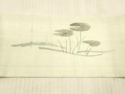 平和屋着物＊夏物 つけ帯 手描き 流水草葉文 魚 正絹 逸品 DAAX8937cm