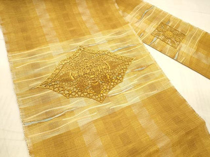 平和屋着物＊夏物 八寸名古屋帯 総刺繍 抽象花文 正絹 逸品 DAAX8939cm