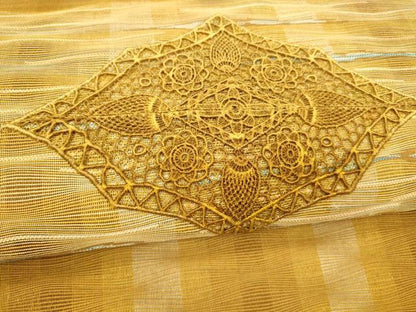 平和屋着物＊夏物 八寸名古屋帯 総刺繍 抽象花文 正絹 逸品 DAAX8939cm