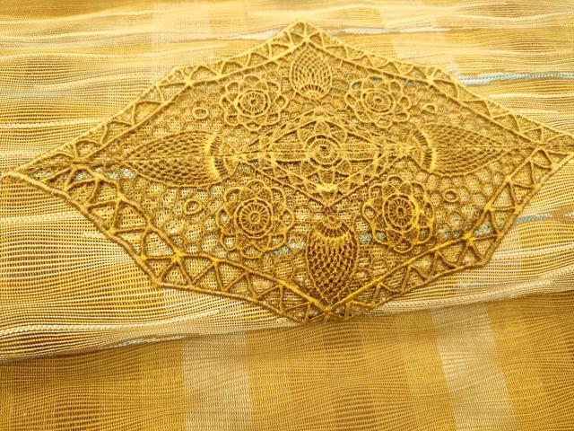 平和屋着物＊夏物 八寸名古屋帯 総刺繍 抽象花文 正絹 逸品 DAAX8939cm