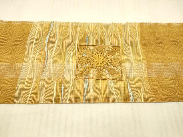 平和屋着物＊夏物 八寸名古屋帯 総刺繍 抽象花文 正絹 逸品 DAAX8939cm