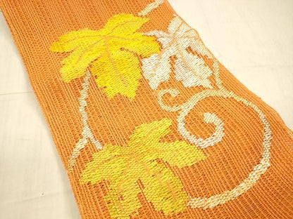 平和屋着物＊夏物 八寸名古屋帯 蔦の葉文 銀糸 正絹 逸品 DAAX8940cm