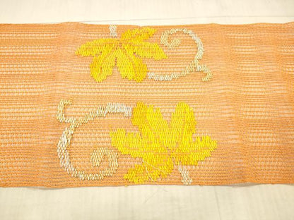 平和屋着物＊夏物 八寸名古屋帯 蔦の葉文 銀糸 正絹 逸品 DAAX8940cm