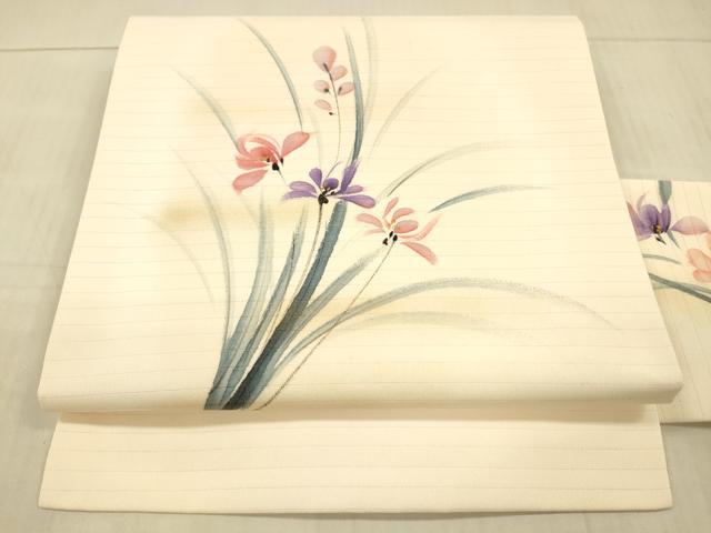 平和屋着物＊夏物 九寸名古屋帯 手描き 草花文 金彩 DAAX8941cm