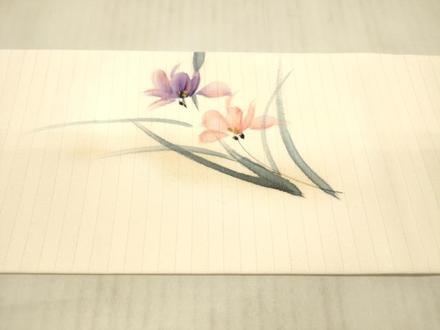 平和屋着物＊夏物 九寸名古屋帯 手描き 草花文 金彩 DAAX8941cm
