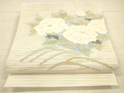 平和屋着物＊夏物 絽綴れ 八寸名古屋帯 草花文 金銀糸 正絹 逸品 DAAX8946cm