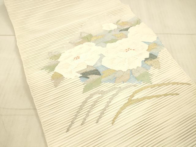 平和屋着物＊夏物 絽綴れ 八寸名古屋帯 草花文 金銀糸 正絹 逸品 DAAX8946cm