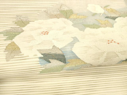 平和屋着物＊夏物 絽綴れ 八寸名古屋帯 草花文 金銀糸 正絹 逸品 DAAX8946cm