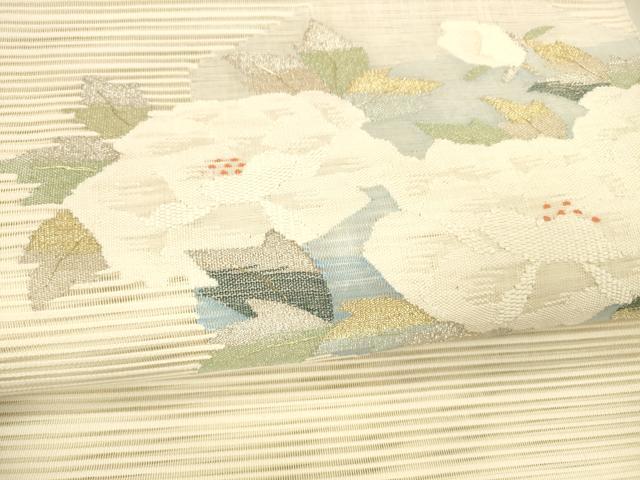 平和屋着物＊夏物 絽綴れ 八寸名古屋帯 草花文 金銀糸 正絹 逸品 DAAX8946cm