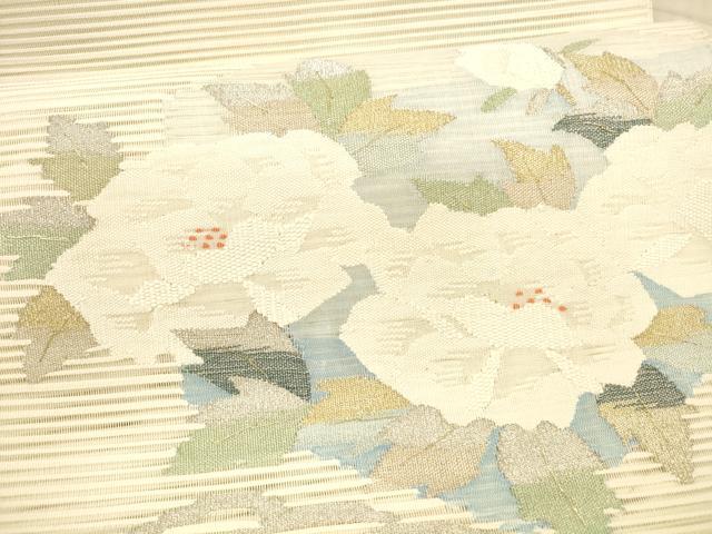 平和屋着物＊夏物 絽綴れ 八寸名古屋帯 草花文 金銀糸 正絹 逸品 DAAX8946cm