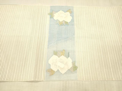 平和屋着物＊夏物 絽綴れ 八寸名古屋帯 草花文 金銀糸 正絹 逸品 DAAX8946cm