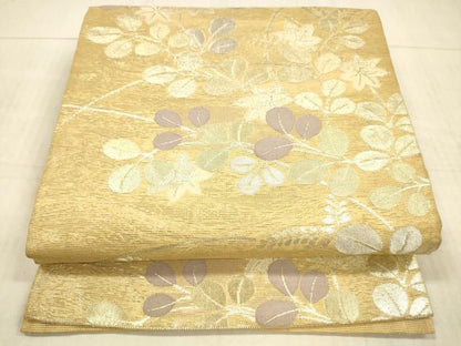 平和屋着物＊夏物 六通柄袋帯 草葉文 金糸 正絹 逸品 DAAX8949cm