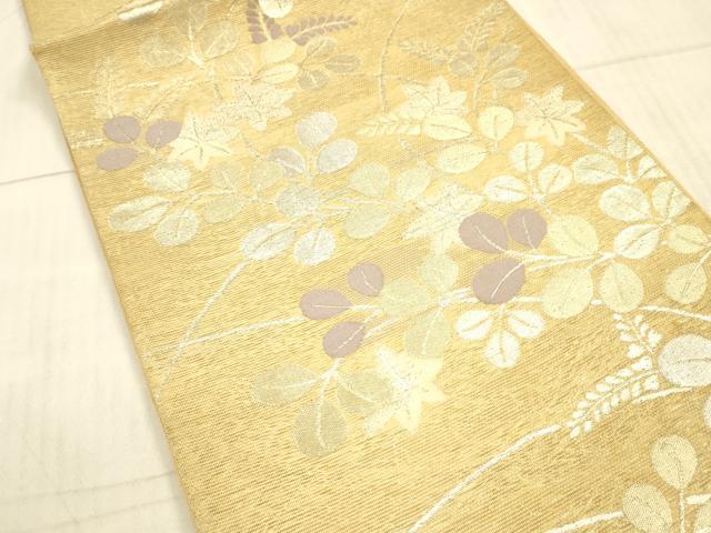 平和屋着物＊夏物 六通柄袋帯 草葉文 金糸 正絹 逸品 DAAX8949cm