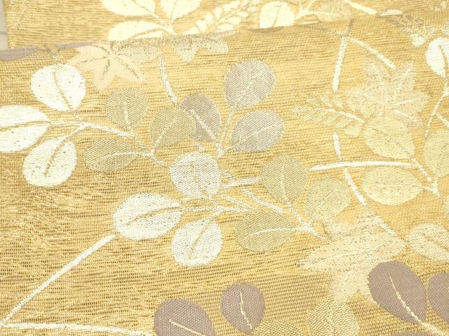 平和屋着物＊夏物 六通柄袋帯 草葉文 金糸 正絹 逸品 DAAX8949cm