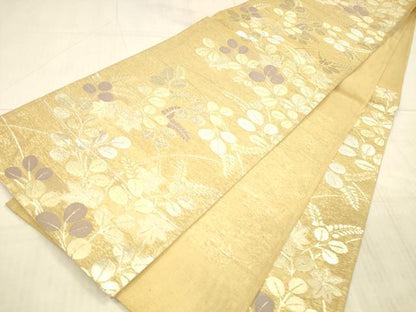 平和屋着物＊夏物 六通柄袋帯 草葉文 金糸 正絹 逸品 DAAX8949cm