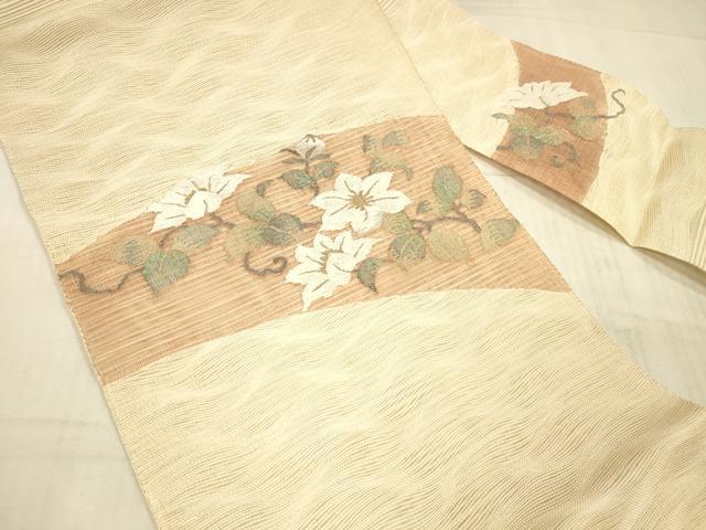 平和屋着物＊夏物 八寸名古屋帯 すくい織 枝花文 金糸 正絹 逸品 DAAX8950cm