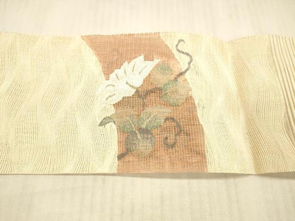 平和屋着物＊夏物 八寸名古屋帯 すくい織 枝花文 金糸 正絹 逸品 DAAX8950cm