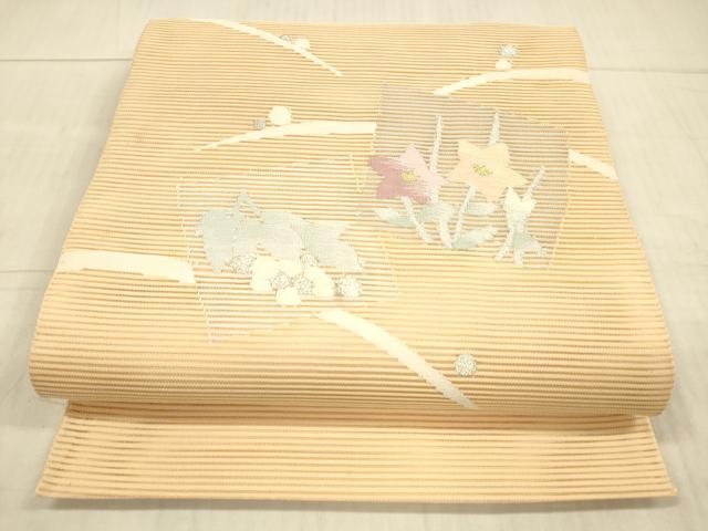 平和屋着物＊夏物 絽綴れ 太鼓柄袋帯 草花文 金銀糸 正絹 逸品 DAAX8951cm
