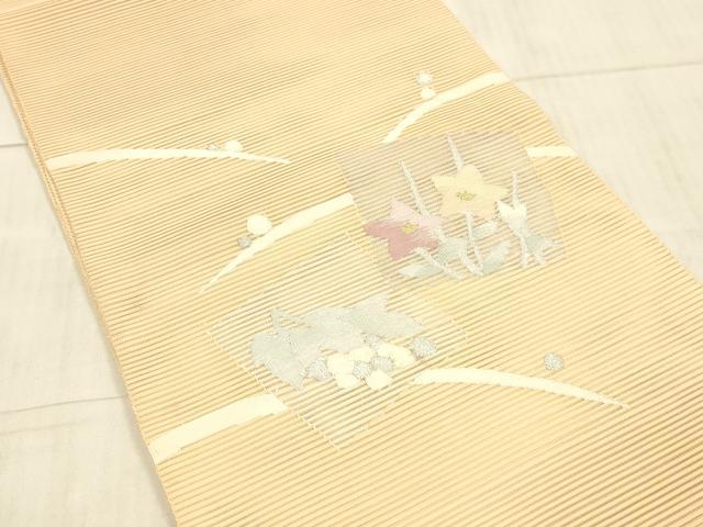平和屋着物＊夏物 絽綴れ 太鼓柄袋帯 草花文 金銀糸 正絹 逸品 DAAX8951cm