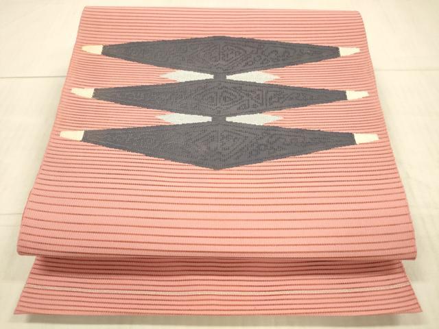 平和屋着物＊夏物 絽綴れ 八寸名古屋帯 抽象文様 銀糸 正絹 逸品 DAAX8953cm