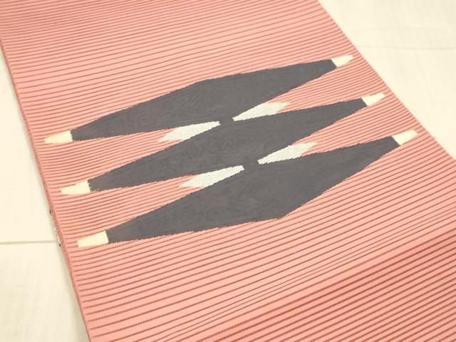 平和屋着物＊夏物 絽綴れ 八寸名古屋帯 抽象文様 銀糸 正絹 逸品 DAAX8953cm