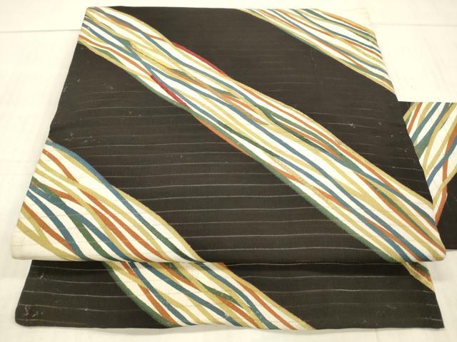 平和屋着物＊夏物　アンティーク　大正ロマン　九寸名古屋帯　抽象文様　正絹　逸品　DAAX8956cm