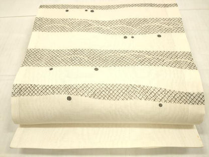 平和屋着物＊夏物 太鼓柄袋帯 鹿の子芝丸文 銀糸 正絹 逸品 DAAX8957cm