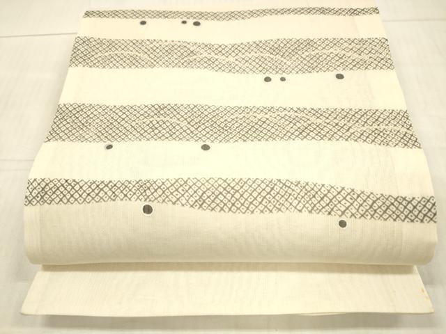 平和屋着物＊夏物 太鼓柄袋帯 鹿の子芝丸文 銀糸 正絹 逸品 DAAX8957cm