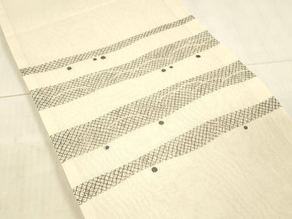 平和屋着物＊夏物 太鼓柄袋帯 鹿の子芝丸文 銀糸 正絹 逸品 DAAX8957cm