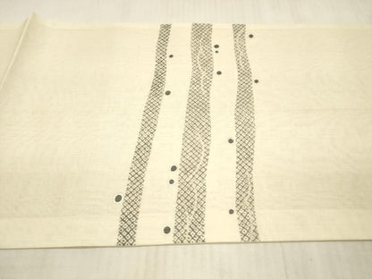 平和屋着物＊夏物 太鼓柄袋帯 鹿の子芝丸文 銀糸 正絹 逸品 DAAX8957cm