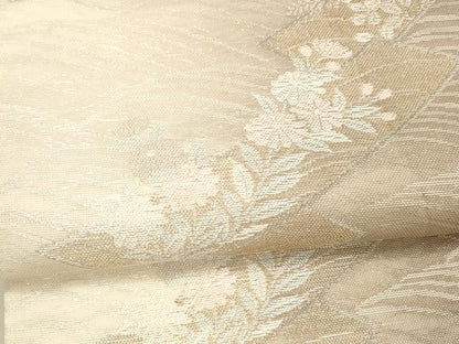 平和屋着物＊夏物 六通柄袋帯 短冊草花文 金銀糸 正絹 逸品 DAAX8958cm