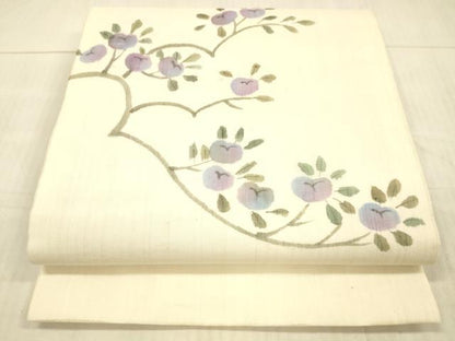 平和屋着物＊夏物 九寸開き名古屋帯 枝花文 正絹 逸品 DAAX8962cm