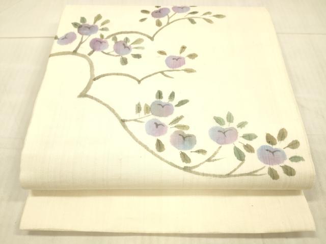 平和屋着物＊夏物 九寸開き名古屋帯 枝花文 正絹 逸品 DAAX8962cm