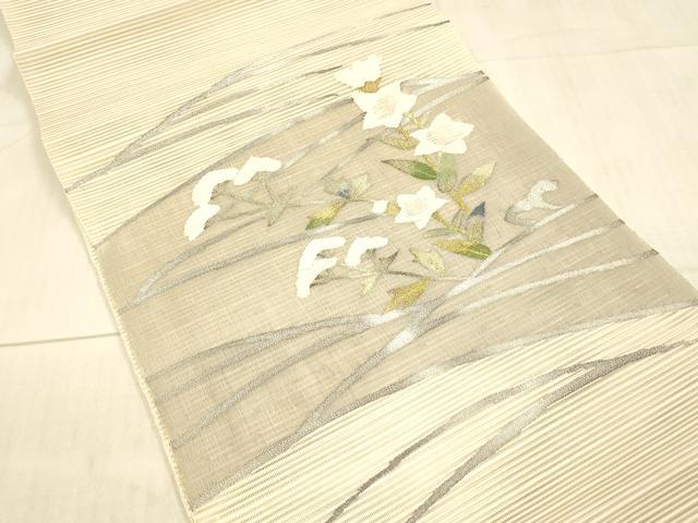平和屋着物＊夏物 絽綴れ 八寸名古屋帯 草花文 金銀糸 正絹 逸品 DAAX8963cm