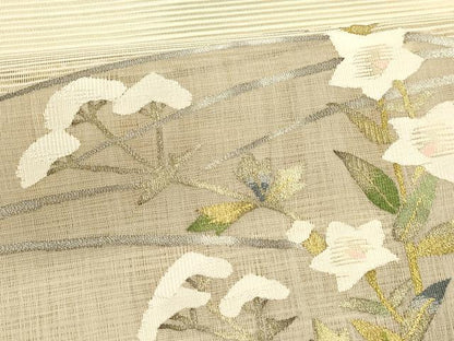 平和屋着物＊夏物 絽綴れ 八寸名古屋帯 草花文 金銀糸 正絹 逸品 DAAX8963cm