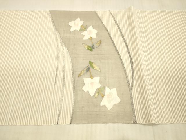 平和屋着物＊夏物 絽綴れ 八寸名古屋帯 草花文 金銀糸 正絹 逸品 DAAX8963cm