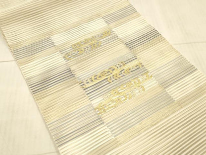 平和屋着物＊夏物 絽綴れ 八寸名古屋帯 抽象文様 金銀糸 正絹 逸品 DAAX8965cm