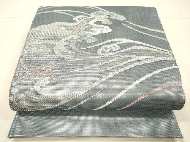 平和屋着物＊夏物 太鼓柄 本袋帯 立波文 銀糸 正絹 逸品 DAAX8966cm