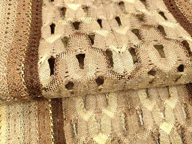 平和屋着物＊夏物 八寸名古屋帯 組織 抽象間道 金糸 正絹 逸品 DAAX8967cm