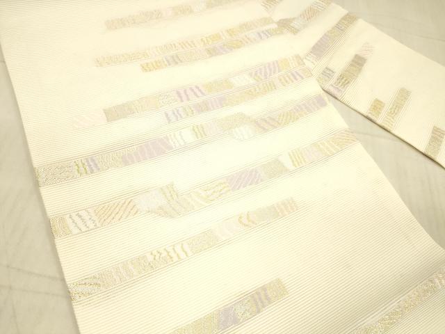 平和屋着物＊夏物 西陣 京都イシハラ謹製 九寸名古屋帯 横段文 金銀糸 証紙付き 正絹 逸品 DAAX8968cm