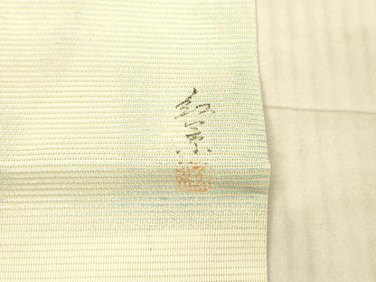 平和屋着物＊夏物 九寸名古屋帯 作家物 手描き 刺繍 枝花文 銀彩 正絹 逸品 DAAX8971cm