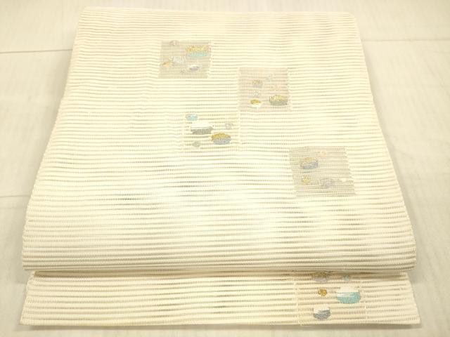 平和屋着物＊夏物 絽綴れ 八寸名古屋帯 抽象文様 金銀糸 正絹 逸品 DAAX8975cm