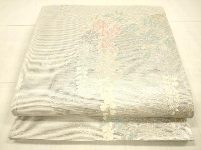 平和屋着物＊夏物 六通柄袋帯 流水藤花房 銀糸 正絹 逸品 DAAX8976cm