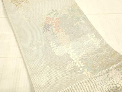 平和屋着物＊夏物 六通柄袋帯 流水藤花房 銀糸 正絹 逸品 DAAX8976cm