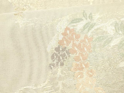 平和屋着物＊夏物 六通柄袋帯 流水藤花房 銀糸 正絹 逸品 DAAX8976cm